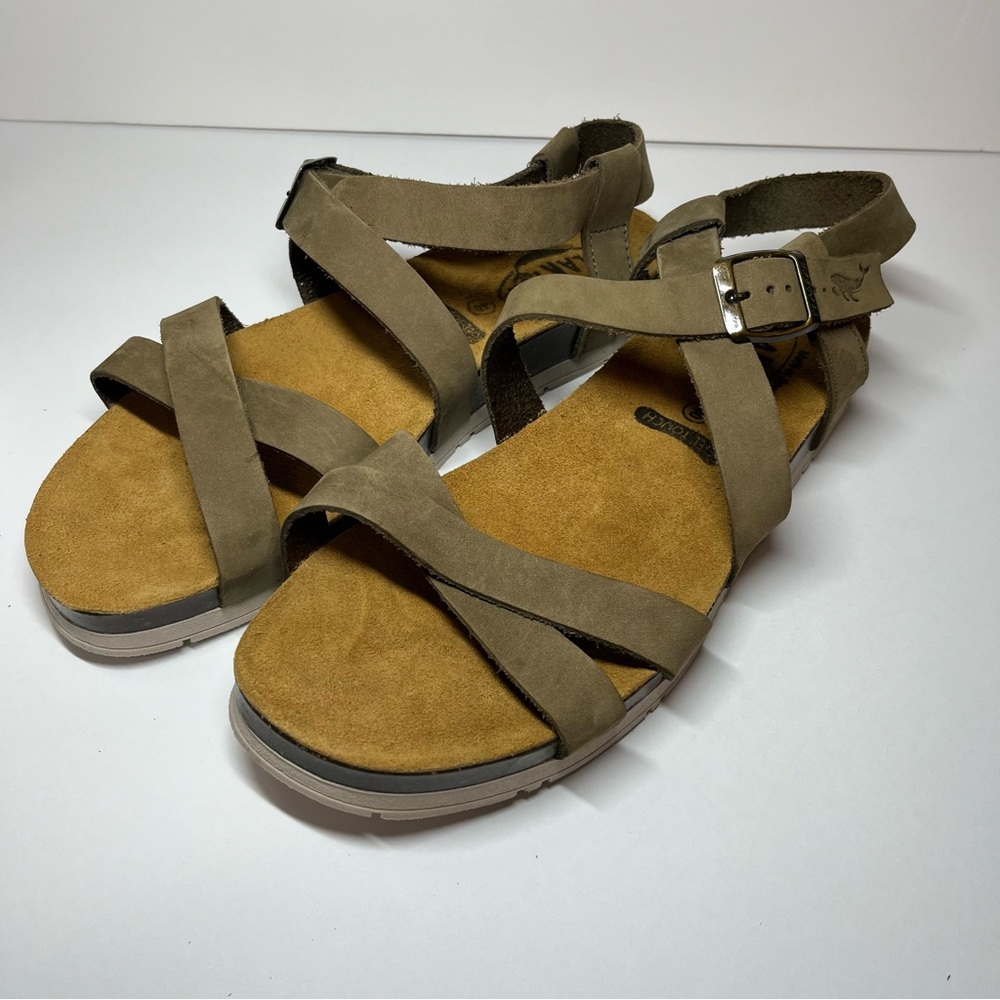 Plakton tan strappy footbed sandal size 40
